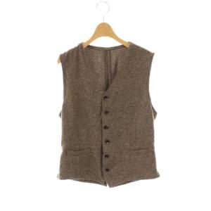 ウール混 ツイード ジレ ベスト Vネック 48 ブラウン ベージュ /CX OS