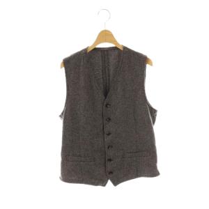 ウール混 ツイード ジレ ベスト Vネック 48 チャコール グレー /CX OS