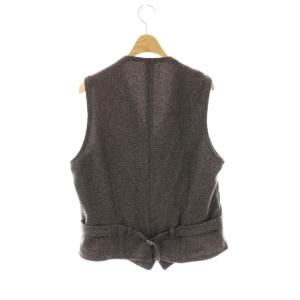 LARDINI ウール混 ツイード ジレ ベスト Vネック 48 チャコール グレー /CX OS