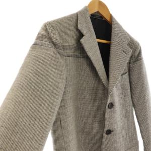 JIL SANDER ウール混 テーラードジャケット シングル 総柄 46 ブラック ホワイト /DF OS