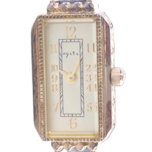 ジャンク品 スクエアフェイス革 ベルトウォッチ 腕時計 黒 ブラック ゴールド色 /SR