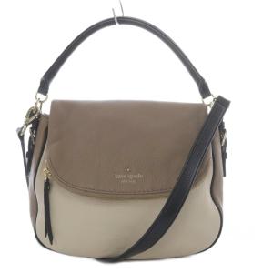 ハンドバッグ ワンハンドル ショルダーバッグ 2way 斜め掛け レザー バイカラー ブラウン ライトグレー