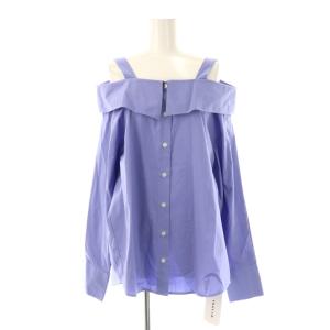 24SS シャツデザインオフショルブラウス 前開き F ブルー /CX OS