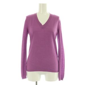 22SS カシミヤシルク Vネックバックリボン ニット セーター 長袖 1 パープル /MY OS