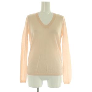 カシミヤシルク Vネックバックリボン ニット セーター 長袖 1 ピンク /MY OS