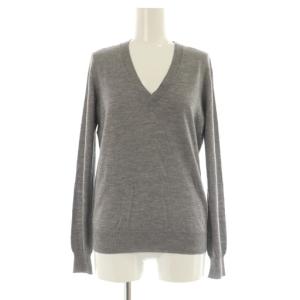 カシミヤシルク バックリボン Vネックニット セーター 長袖 1 グレー /MY OS