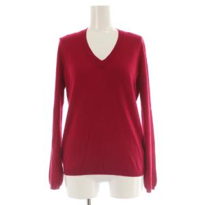 カシミヤシルク18G Vネックバックリボン ニット セーター 長袖 1 レッド /MY OS
