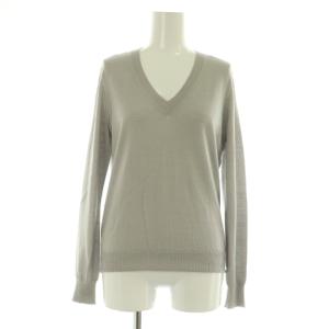 22SS カシミヤシルク18G Vネックバックリボン ニット セーター 長袖 1 グレー /MY OS