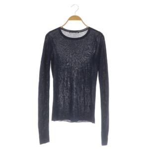 24AW ニットロングスリーブTシャツ カットソー 長袖 シアー ネイビー /MY OS