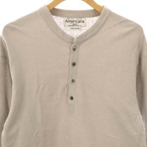 AMERICANA ヘンリーネック カットソー Tシャツ 長袖 グレー /DF OS