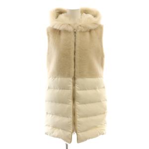 ムートン×フォックスファー ダウンベスト 40 ベージュ アイボリー