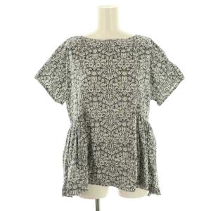 24SS Liberty Print Shirring Blouse ブラウス 半袖 総柄 ブラック オフホワイト
