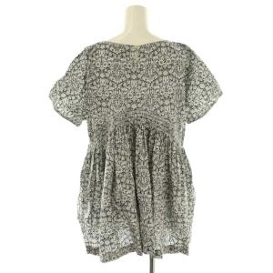 NE QUITTEZ PAS! 24SS Liberty Print Shirring Blouse ブラウス 半袖 総柄 ブラック オフホワイト