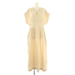 25AW Cotton Double Gauze Tuck Dress ワンピース ロング フレンチスリーブ