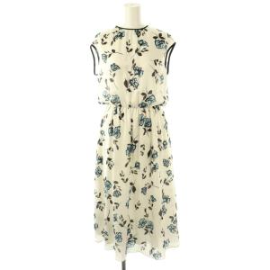 サンプル品 花柄 ノースリーブ ワンピース ミモレ ロング 白 ホワイト /AT OS