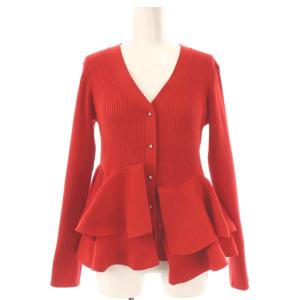 25AW ペプラムニットカーディガン 36 レッド