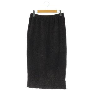 25SS ラメタイトニットスカート ロング タイト 36 黒 /NR OS