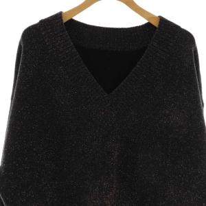 GRACE CONTINENTAL 25SS ラメVネックニットトップ セーター 長袖 36 黒 /NR OS