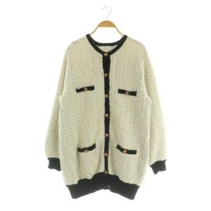 MIXツイードパフィカーディガン 長袖 オーバーサイズ ラメ 38 オフホワイト /MY OS