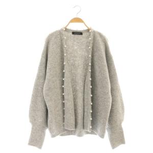 フェイクパール装飾ニットカーディガン F グレー /DF OS