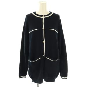 ニットアンサンブル ノースリーブカットソー カーディガン F ネイビー ホワイト /DO OS