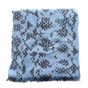 COACH シグネチャー総柄ストール マフラー 水色 ライトブルー 黒 ブラック /SS OS