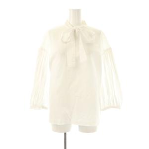 コムコム AD2020 ブラウス ボウタイ 七分袖 XS ホワイト RG-B013 /DF OS
