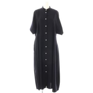 24SS ASYMMETRY PLEATS DRESS ワンピース プリーツ 36 ネイビー