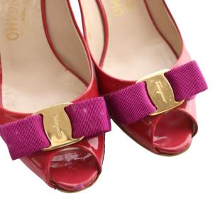 Salvatore Ferragamo ヴァラリボン パンプス エナメル 5 赤 レッド /SS OS