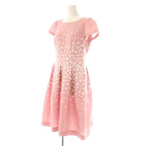 M'S GRACY フラワープリント ショートスリーブワンピース 膝丈 38 ピンク /HK OS