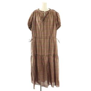 シルク マドラスチェックワンピース 36 ブラウン マルチカラー /CX OS SH