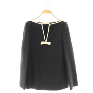 ボートネック リボン プルオーバー ブラウス 長袖 38 黒 ブラック /AT OS SH