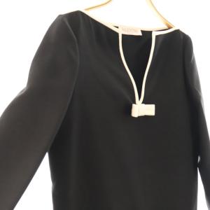VALENTINO ボートネック リボン プルオーバー ブラウス 長袖 38 黒 ブラック /AT OS SH