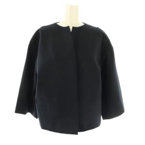 CYCLAS ジャケット スカート セットアップ ノーカラー フレア ウール 34 ネイビー 紺色 /CX OS SH