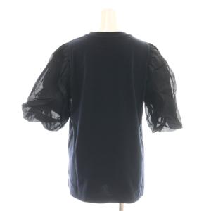 Drawer パフスリーブカットソー プルオーバー 切替 ネイビー ブラック /DF OS SH