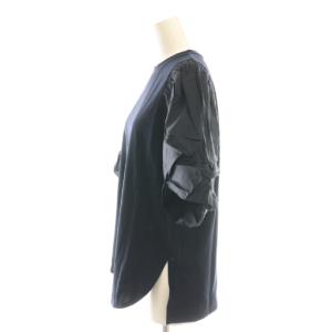 Drawer パフスリーブカットソー プルオーバー 切替 ネイビー ブラック /DF OS SH