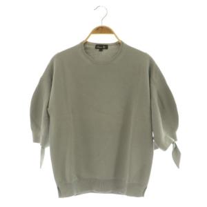 16Gミラノ編みリボンスリーブニット 五分袖 パフスリーブ 1 グレー /MY OS SH