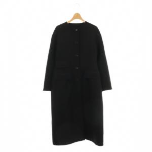 ウールツイルケヌキ ノーカラーコート 36 ブラック