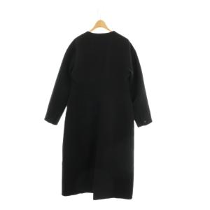 Drawer ウールツイルケヌキ ノーカラーコート 36 ブラック