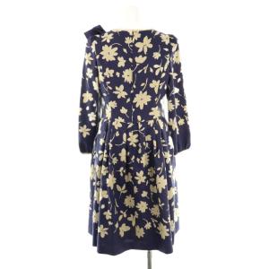 M'S GRACY フラワー リボンブローチワンピース ミモレ ロング 長袖 38 紫 パープル /AT OS SH