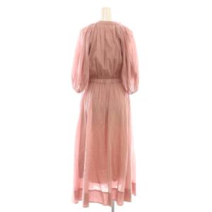 ANAYI ライトローンギャザーフレアワンピース ロング 36 ピンク /DF OS