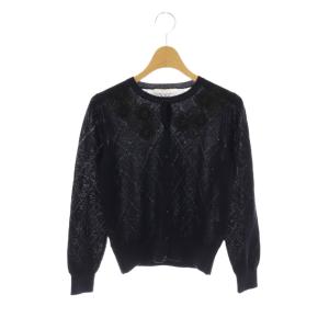 アイレットアーガイルレース カーディガン 36 ネイビー 紺 /CX OS