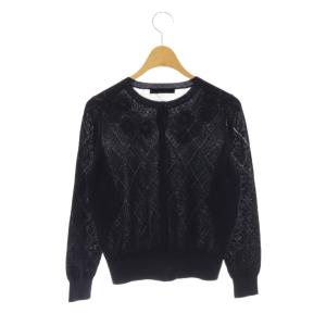 ANAYI アイレットアーガイルレース カーディガン 36 ネイビー 紺 /CX OS