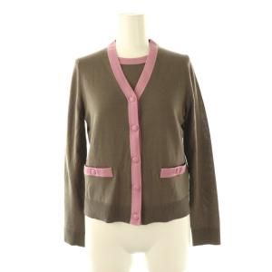 アンサンブル スーパーメリノ配色クルーネック プルオーバー×スーパーメリノ配色Vネックカーディガン 36