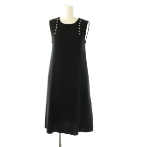 Panel Seam Dress パールデザインワンピース 膝丈 ノースリーブ 38 ブラック 36718