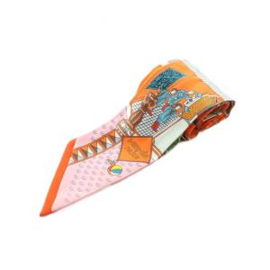 La Maison des Carres ツイリー スカーフ 総柄 オレンジ マルチカラー /MI OS