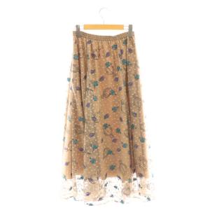 Diagram GRACE CONTINENTAL コスメ刺繍チュールスカート ロング フレア 36 ベージュ /DF OS