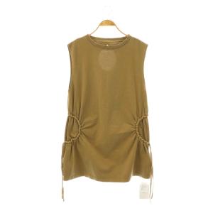 SIDE CIRCLE GATHER TOP トップス カットソー ノースリーブ チュニック丈 F 茶