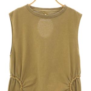 Ameri VINTAGE SIDE CIRCLE GATHER TOP トップス カットソー ノースリーブ チュニック丈 F 茶