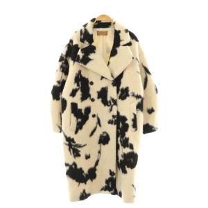 UND SHADOW FLOWER WOOL COAT S アイボリー ブラック